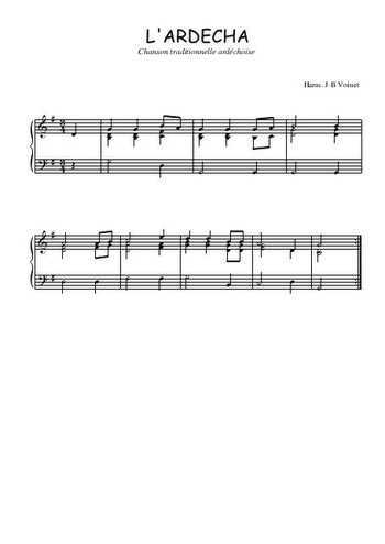Téléchargez l'arrangement pour piano de la partition de L'Ardecha en PDF